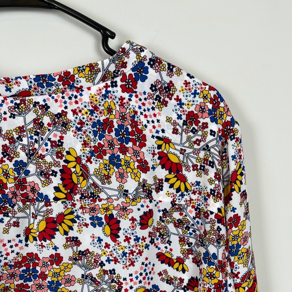 Talbots Floral Long Sleeve Tie Blouse - Picture 3 of 11